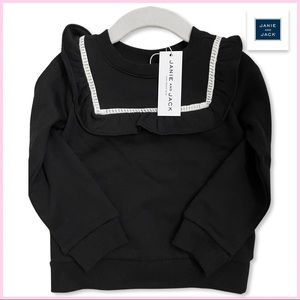 NWT Janie and Jack 2T Black Sweatshirt w/Frill
